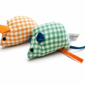 RATONES DE TELA A CUADROS C/CATNIP - 2 UNIDADES